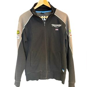 Triumph S Good used VINTAGE Black and Gray sweatshirt with jacket vibe patched